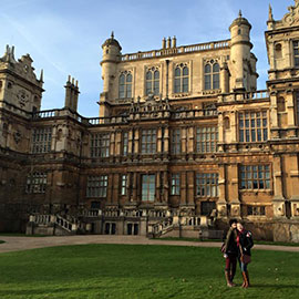 Meghan Conroy and a fellow Master's student at Wollaton Hall in Nottingham